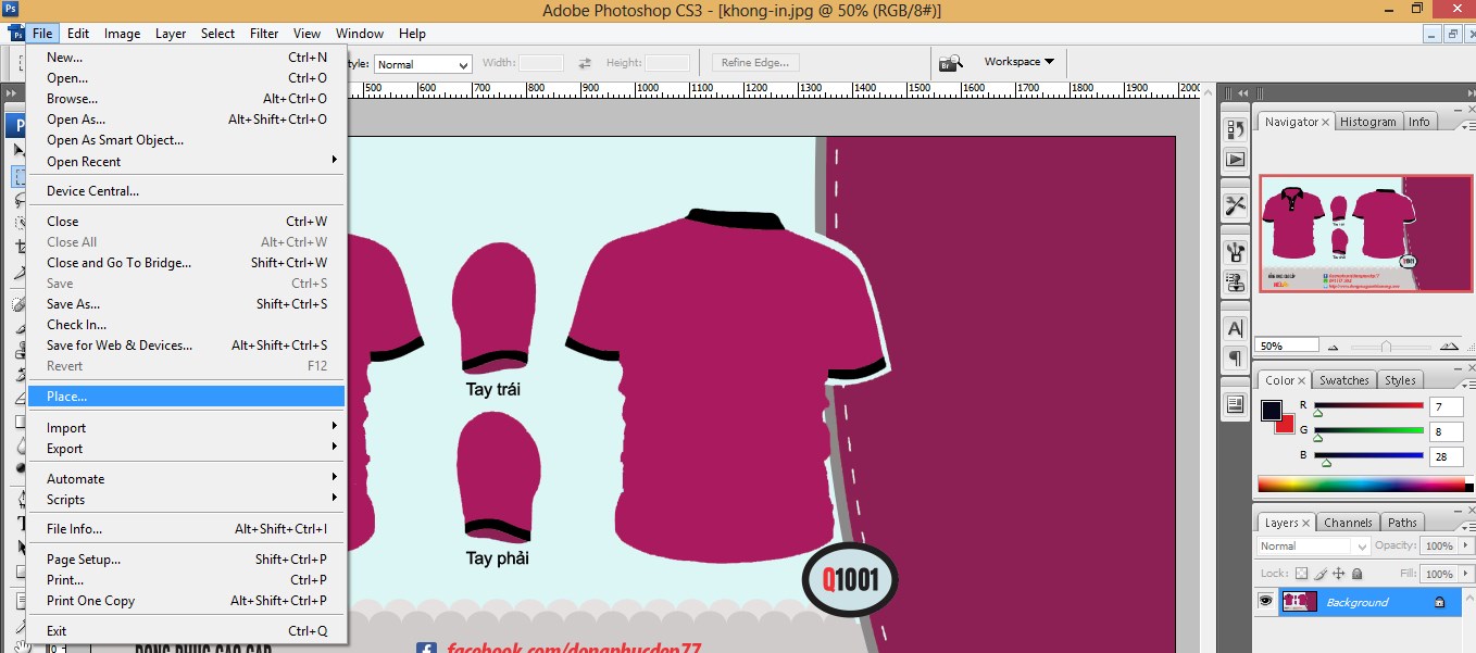 hướng dẫn chèn hình ảnh vào mẫu thiết kế áo